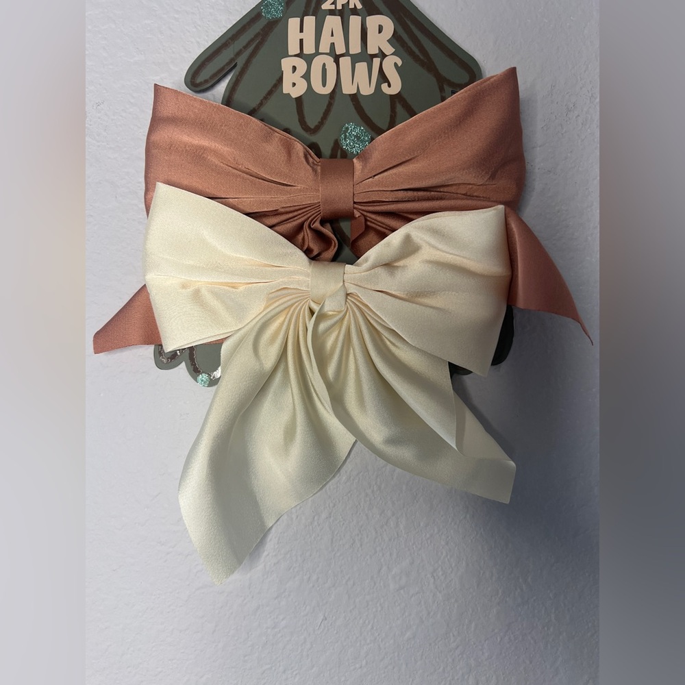 Tru Beauty Elegant 2pk Hair Bows Set - Pink and Cream NEW!
